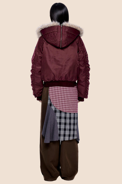 Large Fur Collar Pleated Jacket