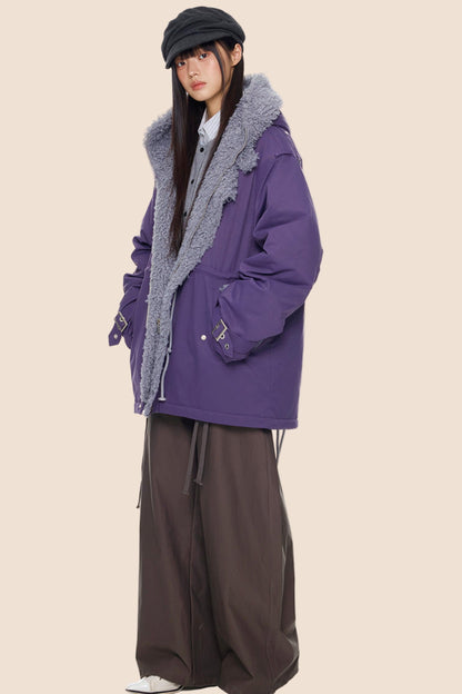 Furry Hooded Cotton Jacket