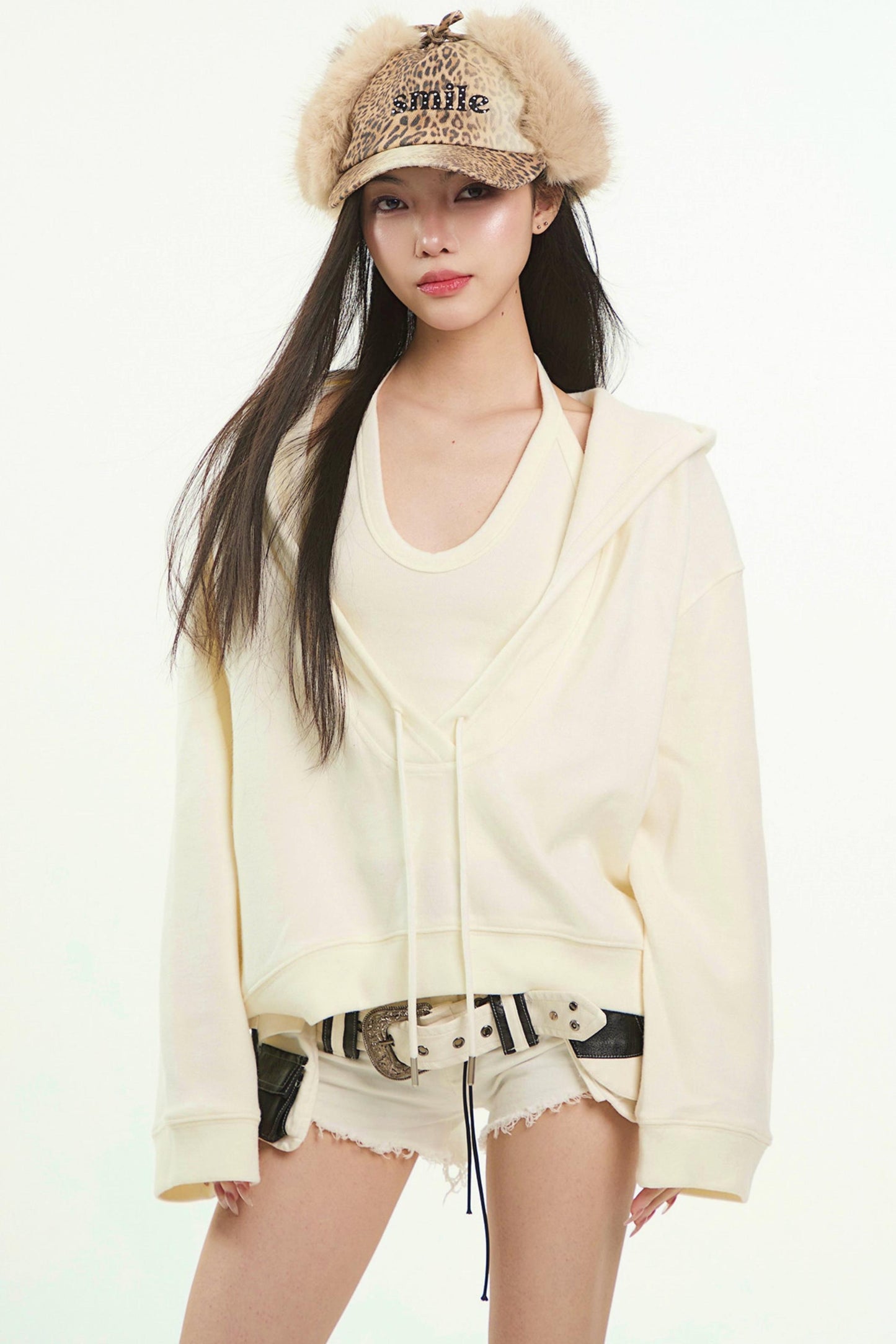 Korean Gray Hooded Sweatshirt