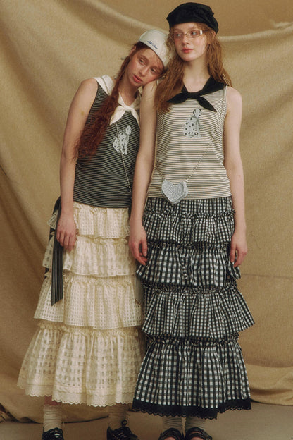 Lace A-Line Layered Skirt