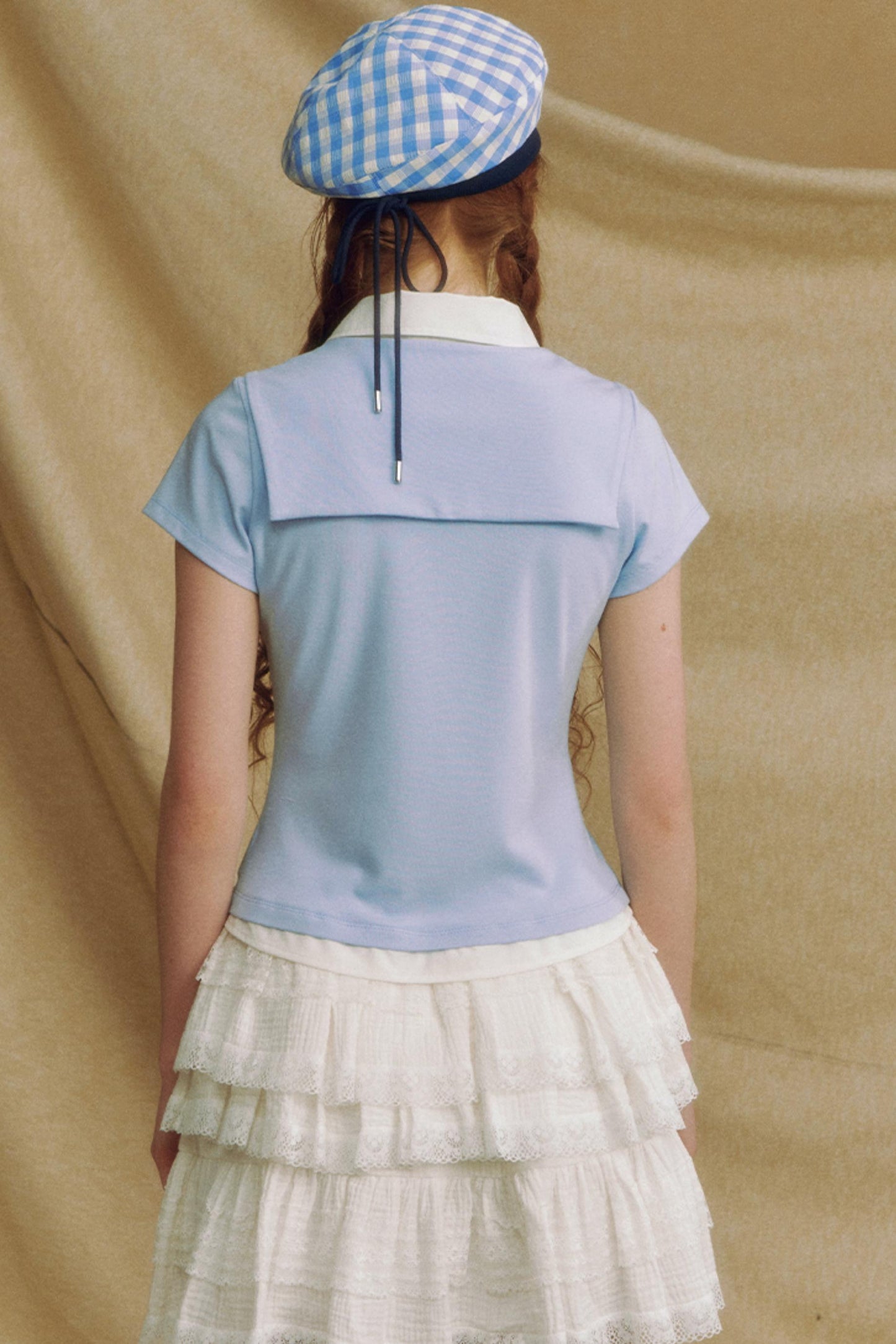 Navy Color Clash Shawl Tee