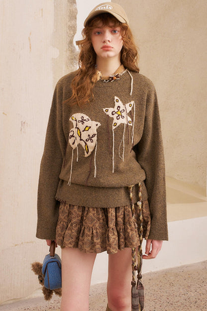 Star Fringe Long Sleeve Sweater