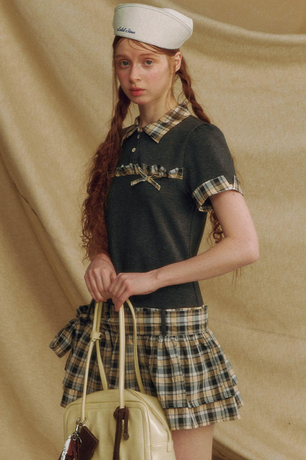 Color Block Bubble Sleeve Dress