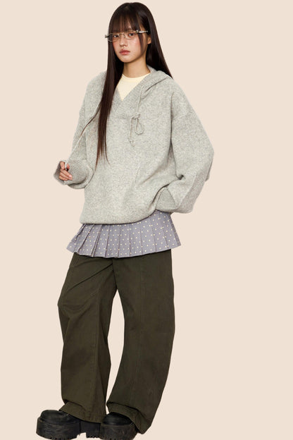 Lazy Vintage V-Neck Knit Sweater