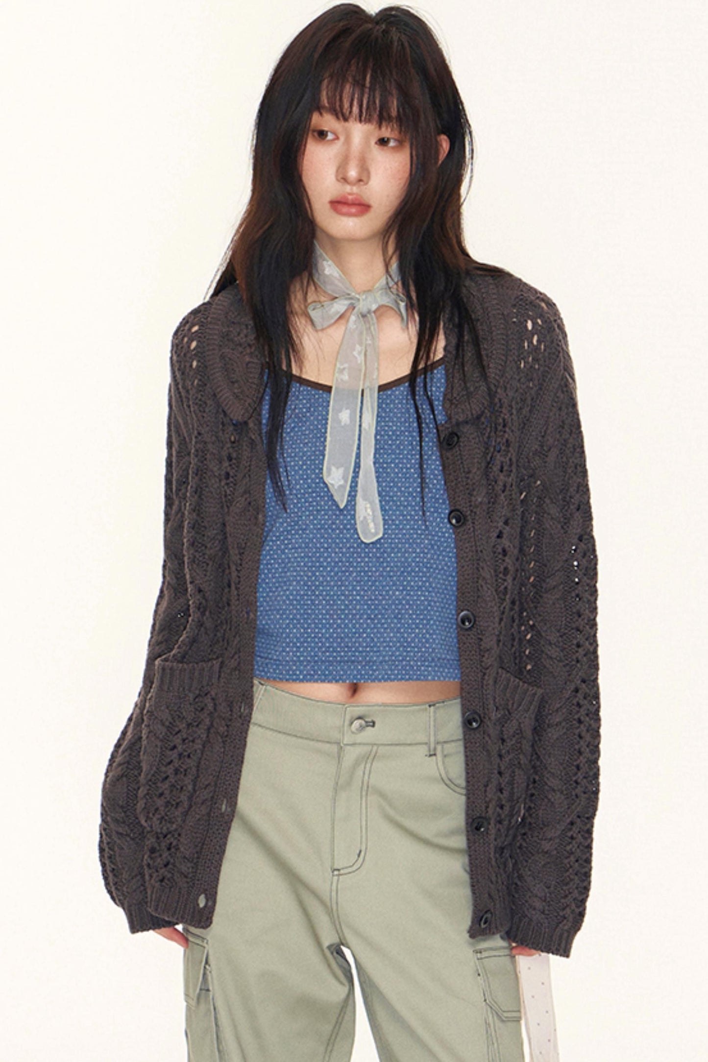 Vintage Petal Collar Cardigan