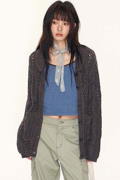 Vintage Petal Collar Cardigan