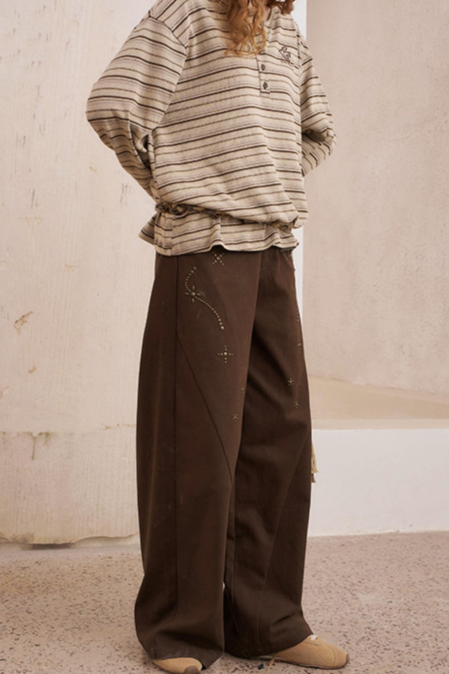 Hot Diamond Loose Wide-Leg Pants