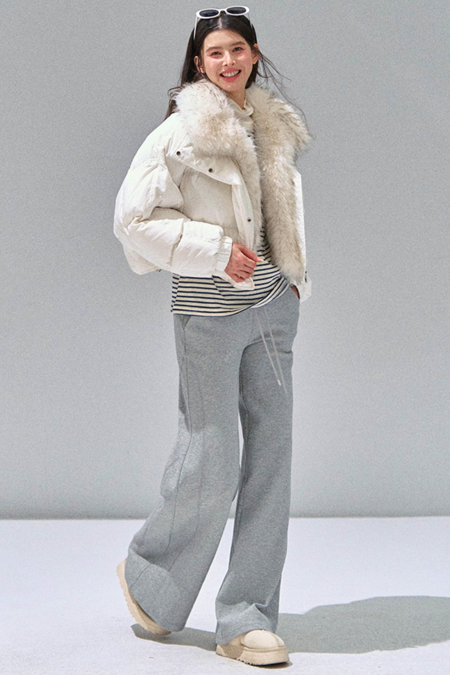 Grey Straight-Leg Sweatpants