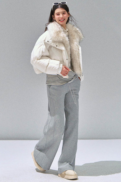 Grey Straight-Leg Sweatpants