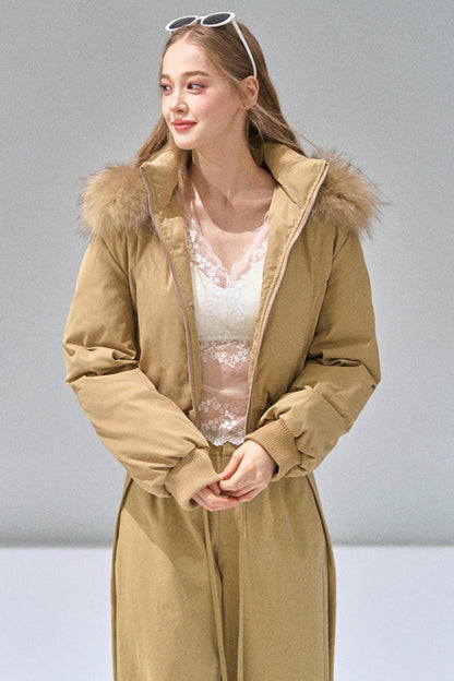 Big Fur Collar Waist Down Jacket