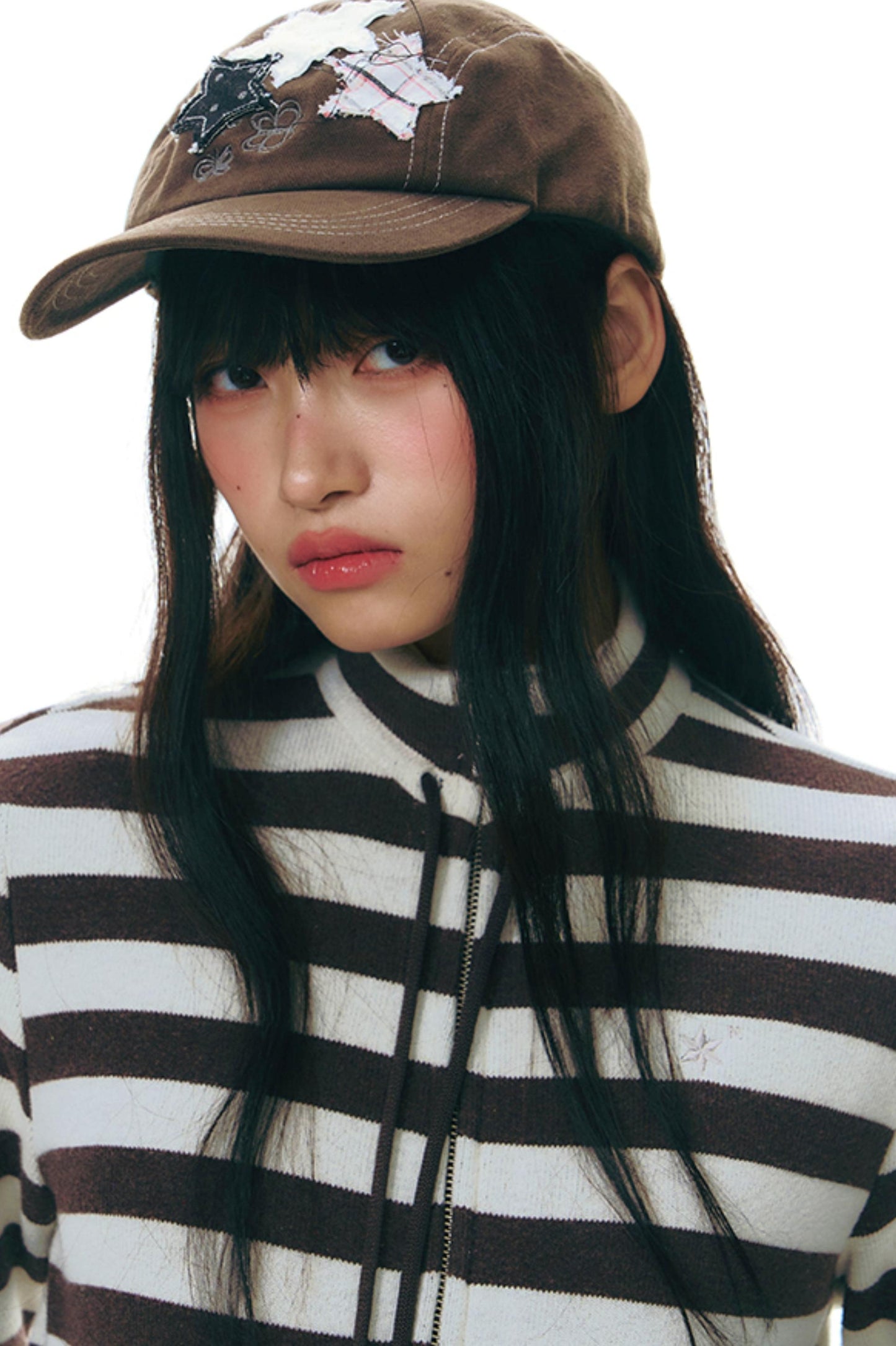 Stand-Up Striped Sweatshirt Jacket Set-Up