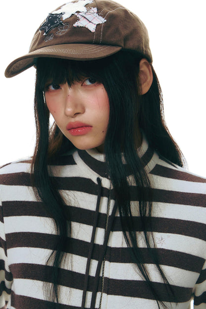 Stand-Up Striped Sweatshirt Jacket Set-Up