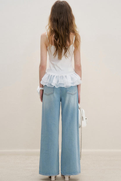 Lace Patchwork Knit Suspenders