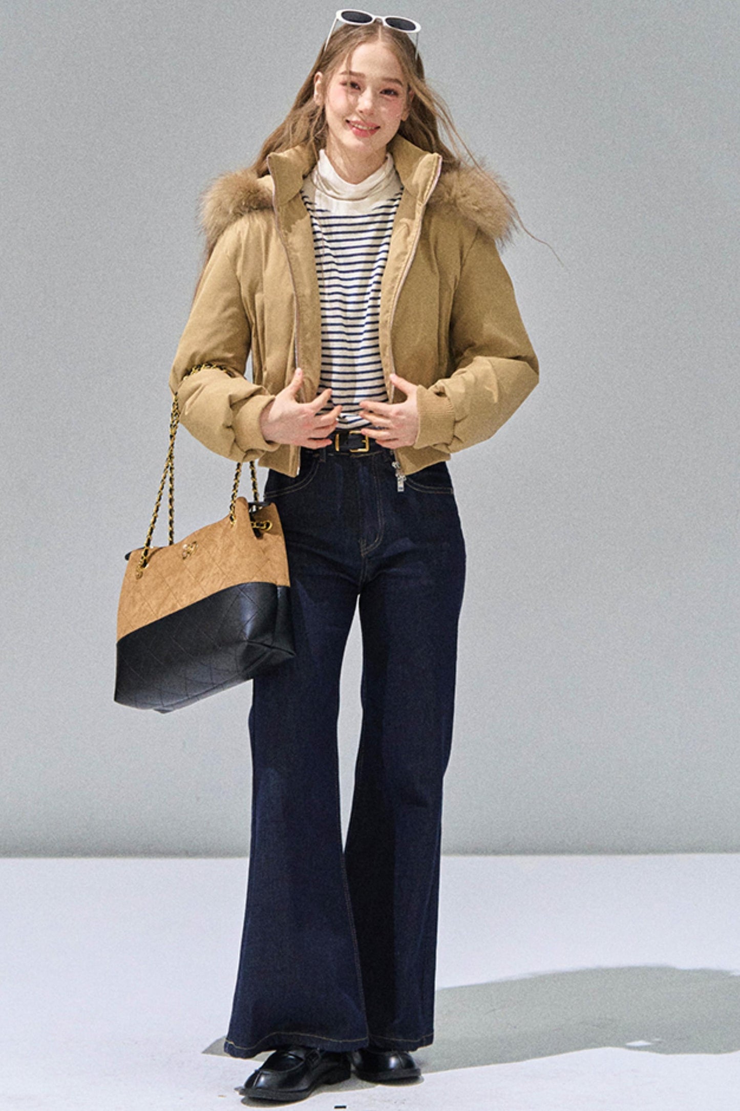 Big Fur Collar Waist Down Jacket