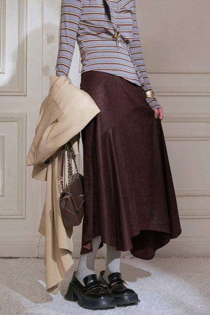 Soft Gray and Yellow Striped Knitted T-Shirt