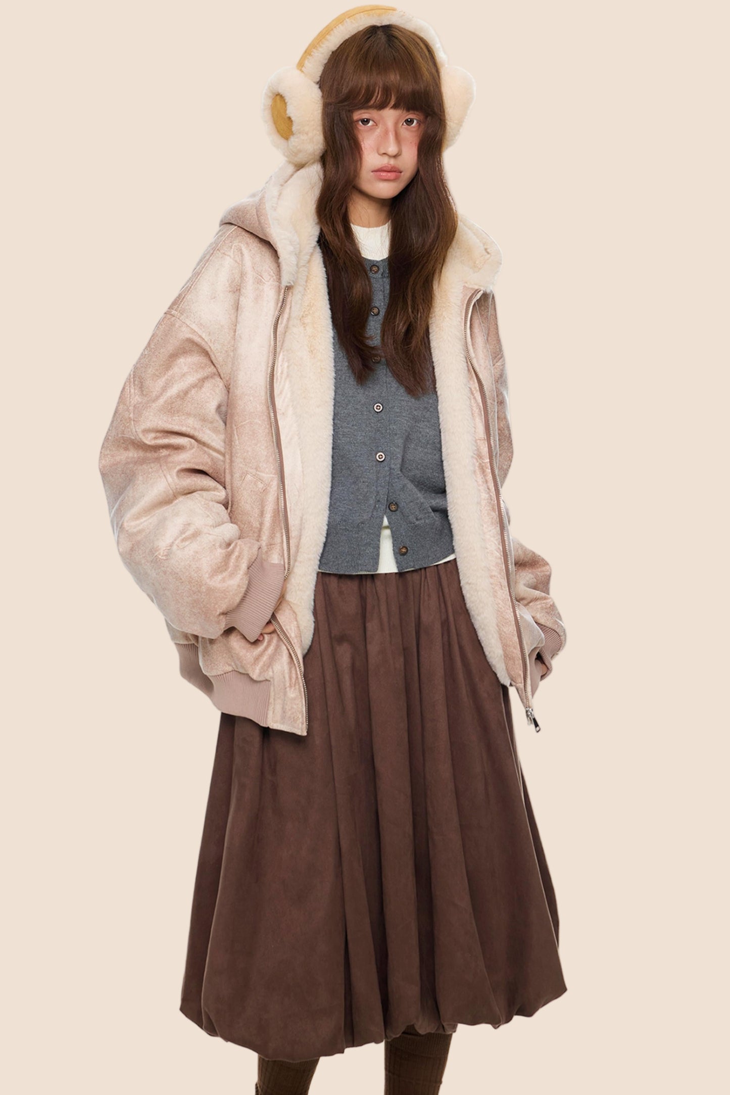 Furry Hooded Leather Jacket