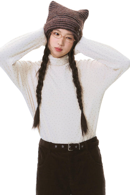 Striped Cat Ear Knit Hat