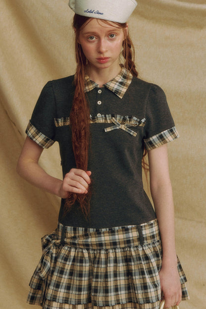 Color Block Bubble Sleeve Dress