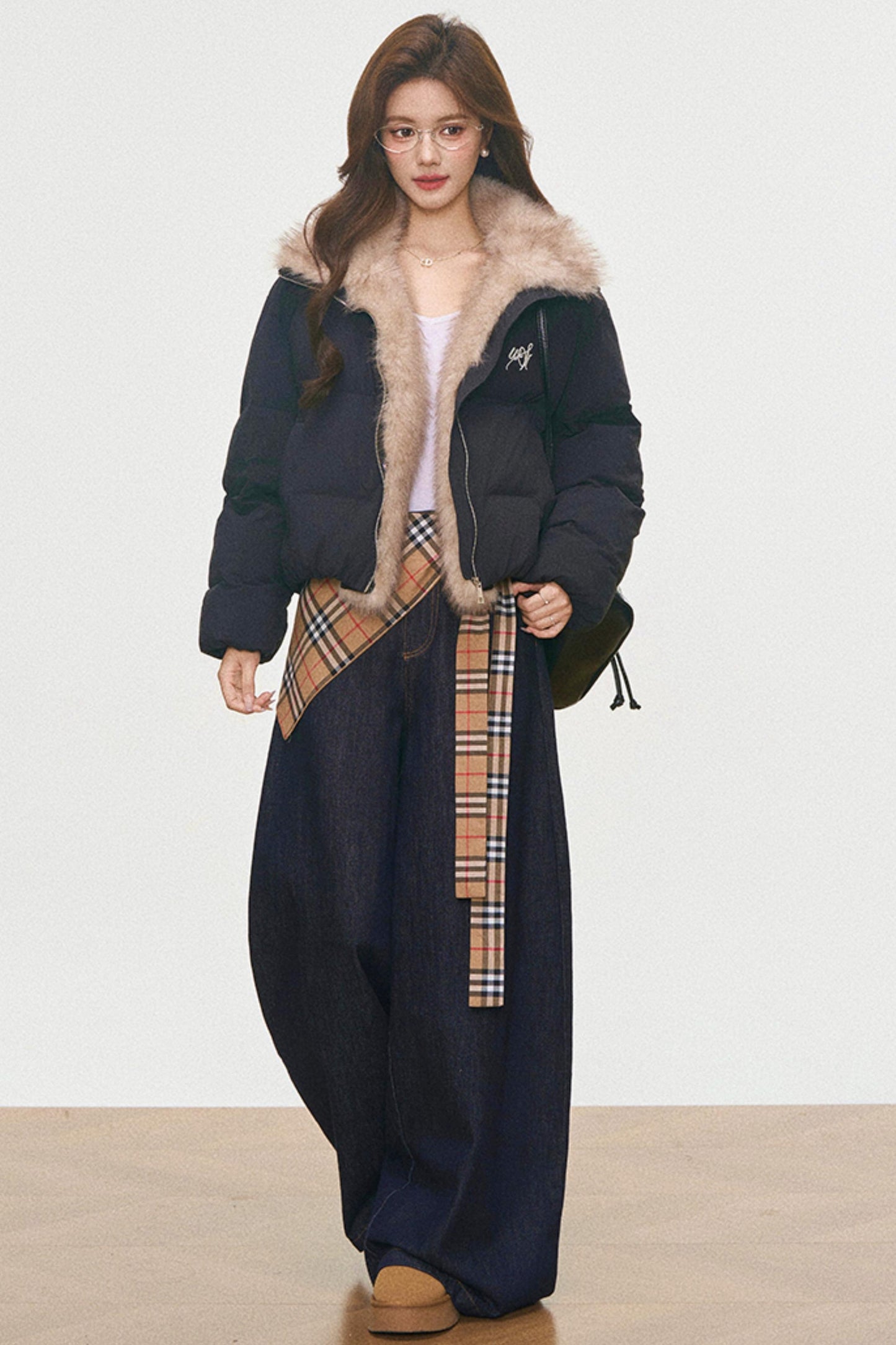 Winter Plaid Cotton Coat Set-Up