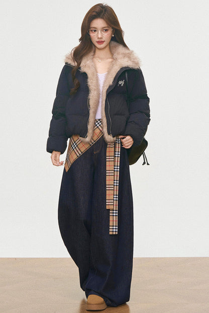 Winter Plaid Cotton Coat Set-Up