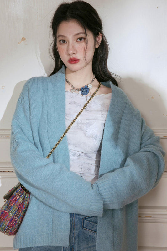 Misty Lake Blue Woolen Sweater Set