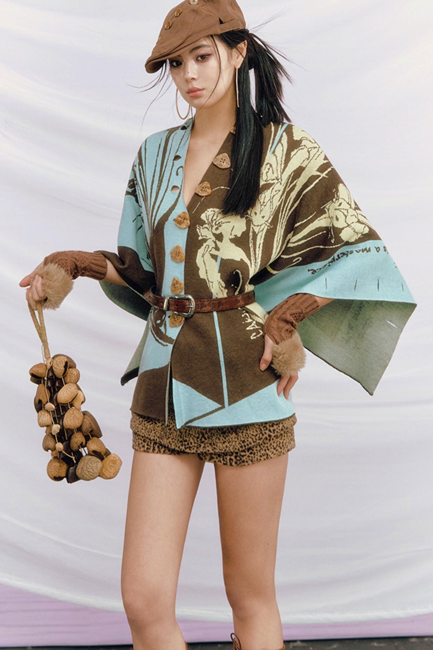 Purple Gold Hand-Painted Knitted Set-Up