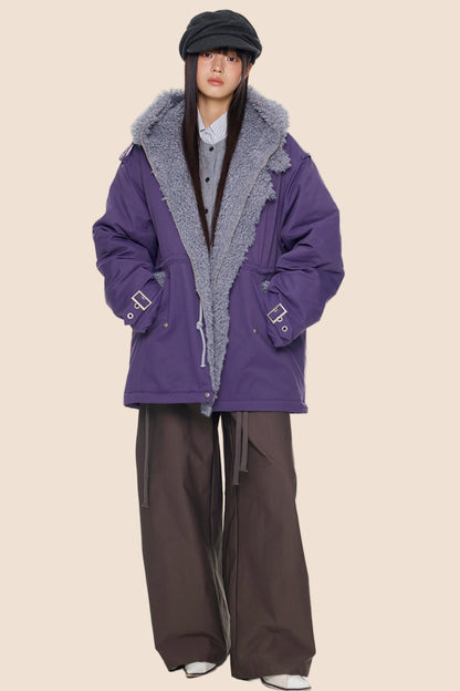 Furry Hooded Cotton Jacket