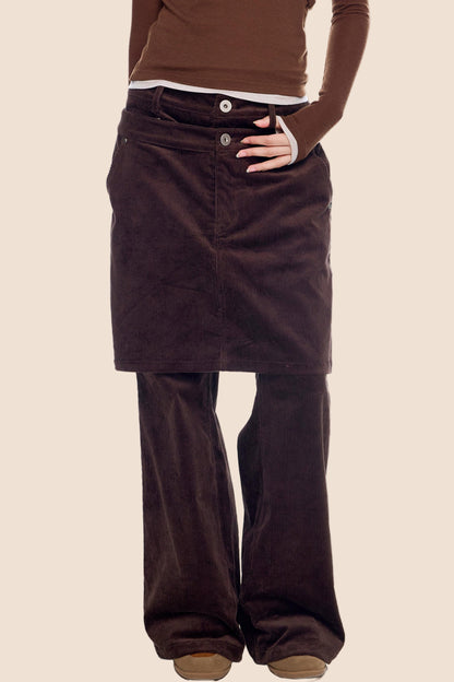 Corduroy Flared Skirt Pants
