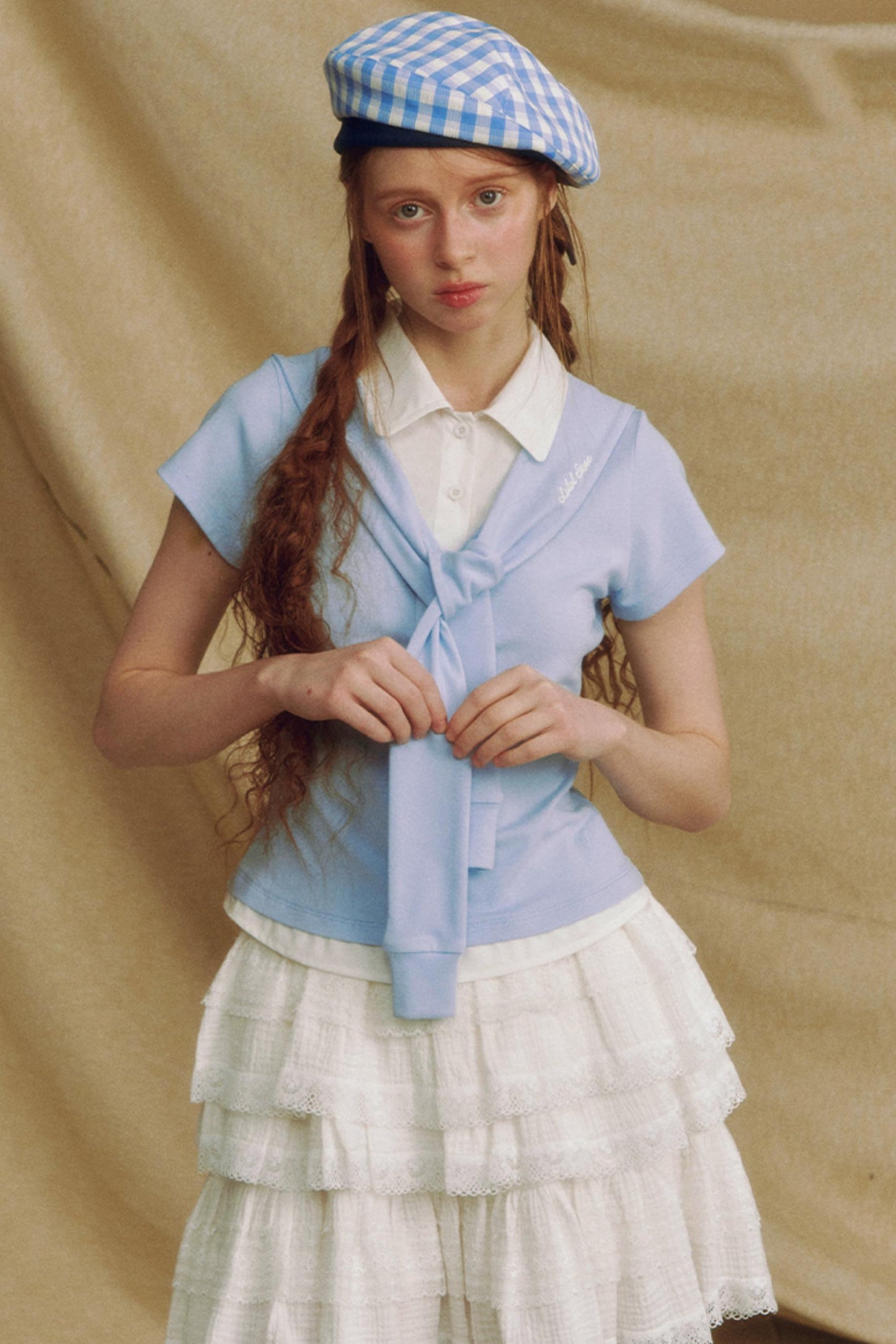 Navy Color Clash Shawl Tee