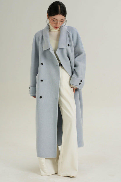 Elegant Blue Wool Coat