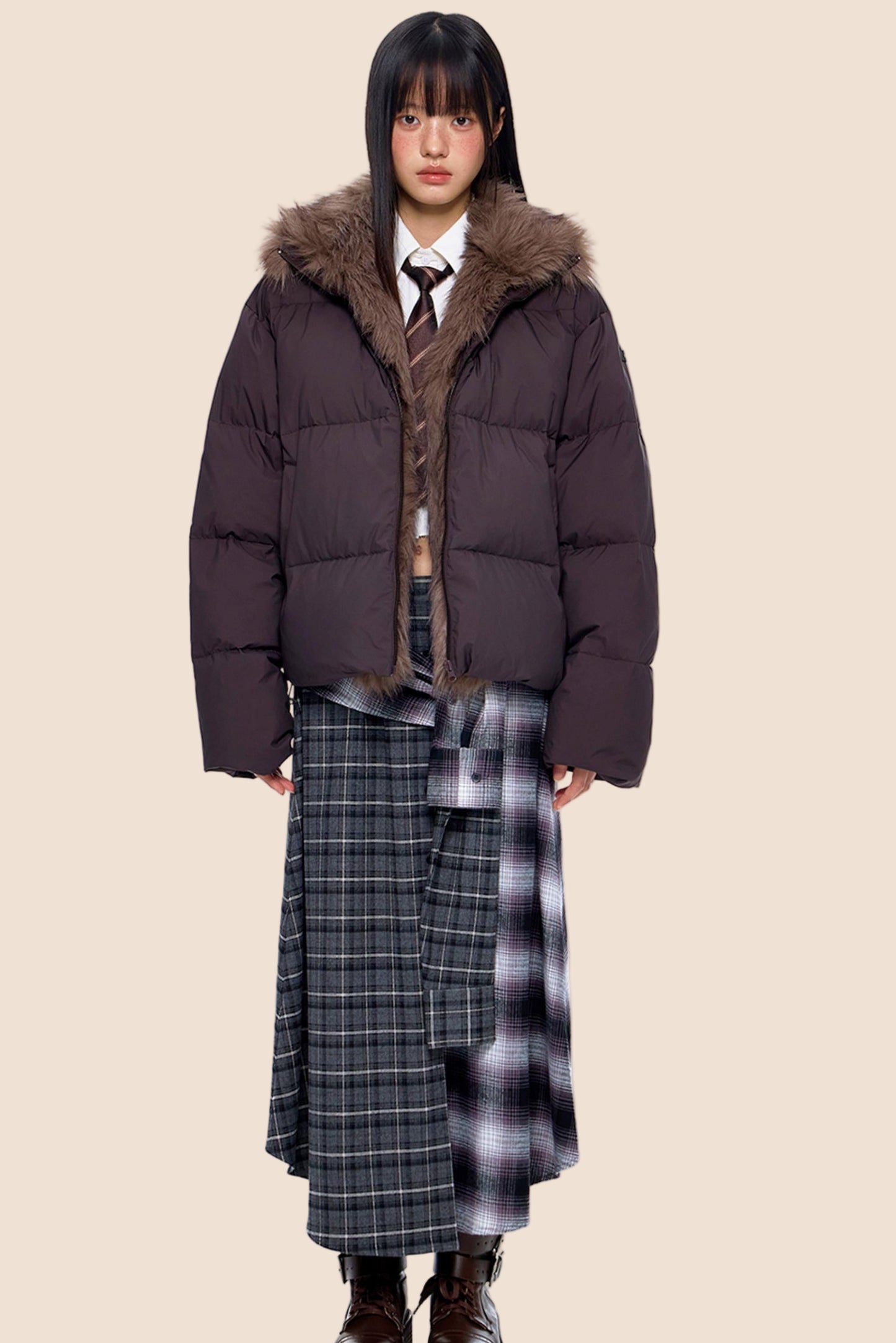 Retro Fur Collar Down Coat