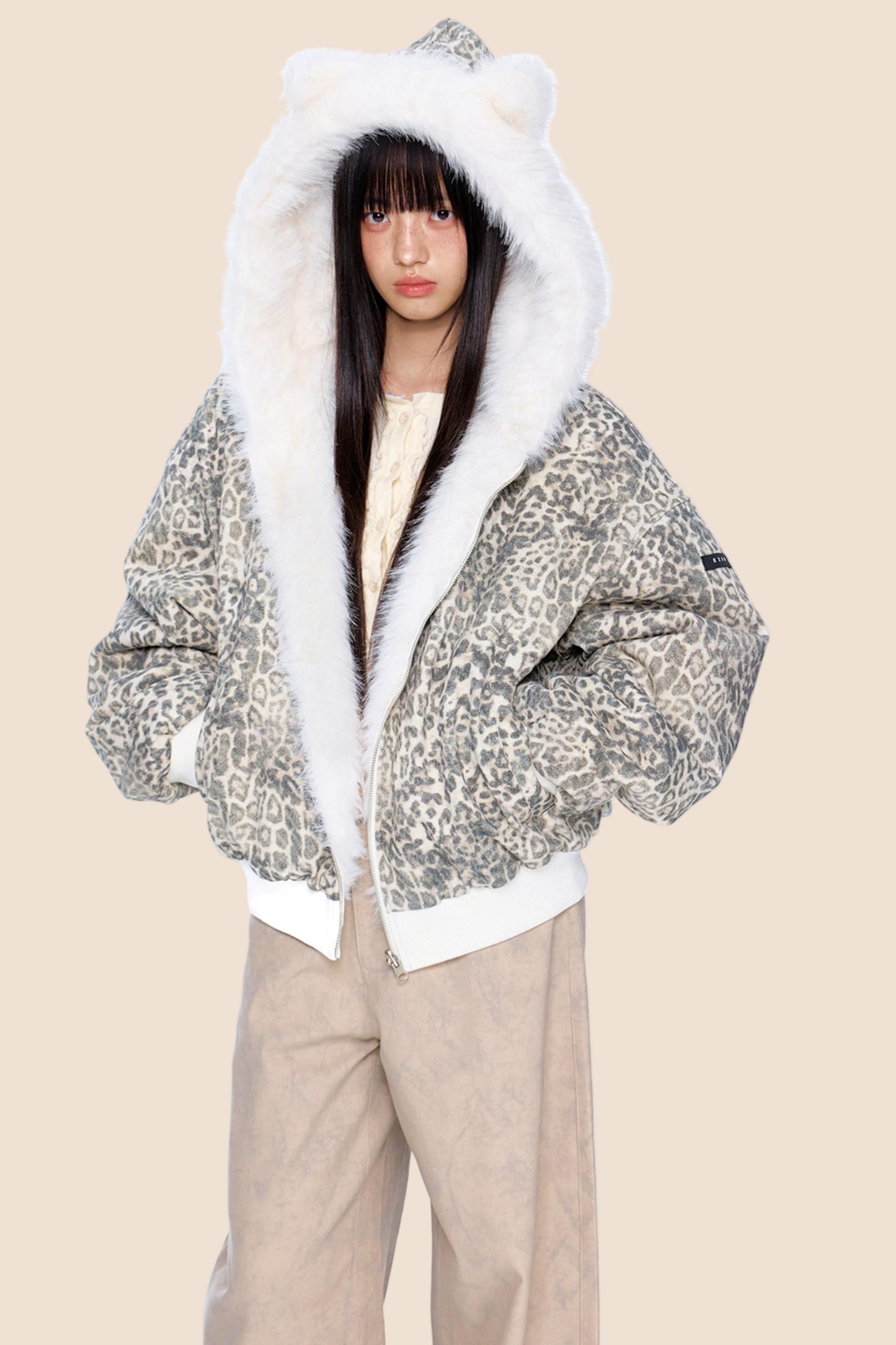 Reversible Leopard Hooded Jacket