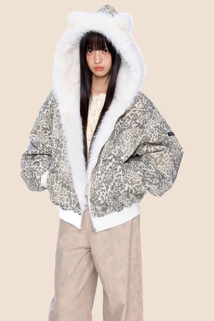 Reversible Leopard Hooded Jacket