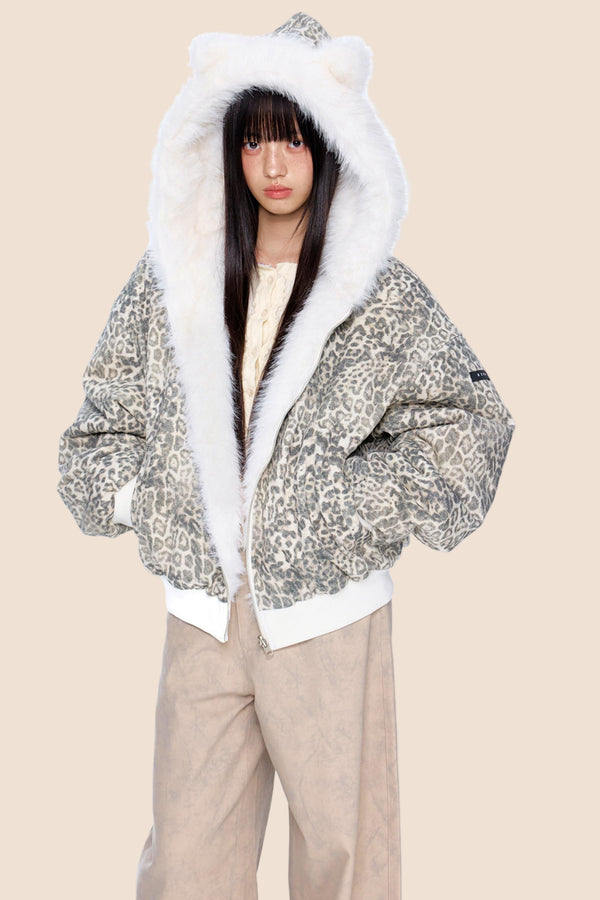 Reversible Leopard Hooded Jacket