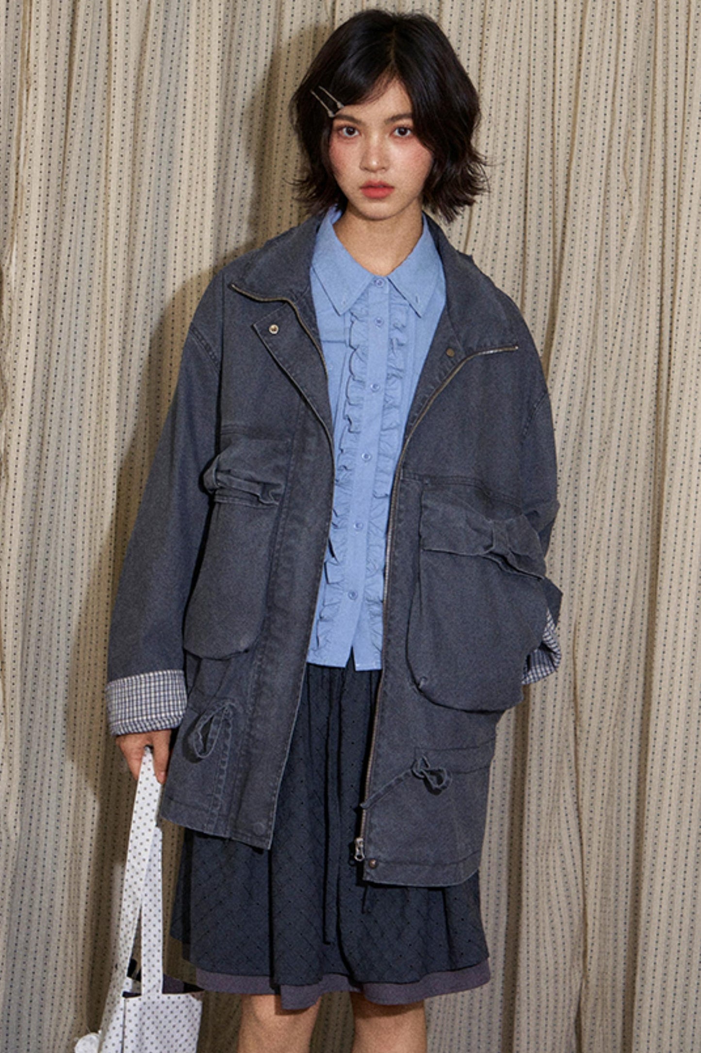 Vintage Lace-Up Plaid Puffy A-Line Skirt