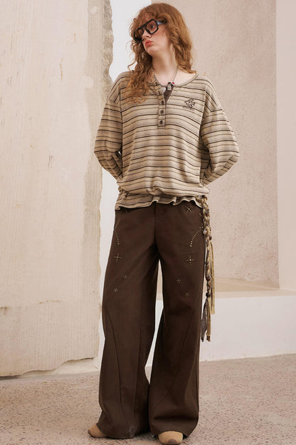 Hot Diamond Loose Wide-Leg Pants