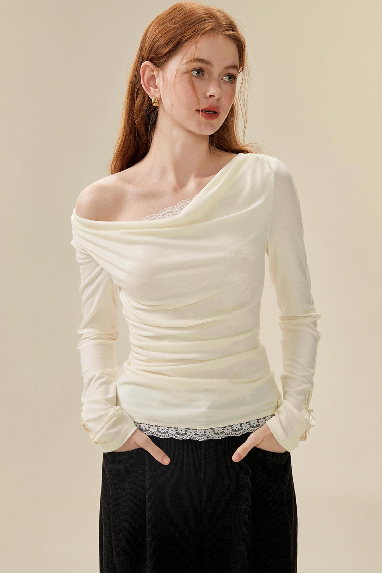 Swing Neck Lace Knit Top