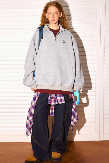 Half-Zipper Stand Collar Polo Sweatshirt