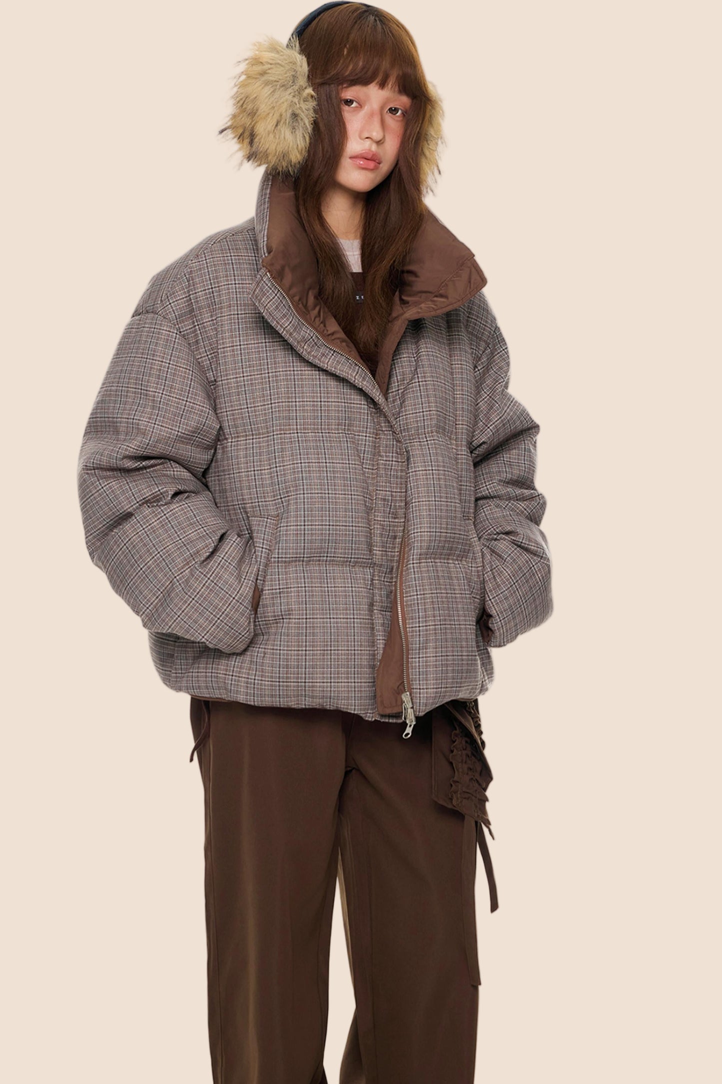 Reversible Plaid Down Jacket