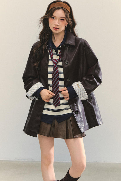 Motorcycle Plaid Leather Jacket