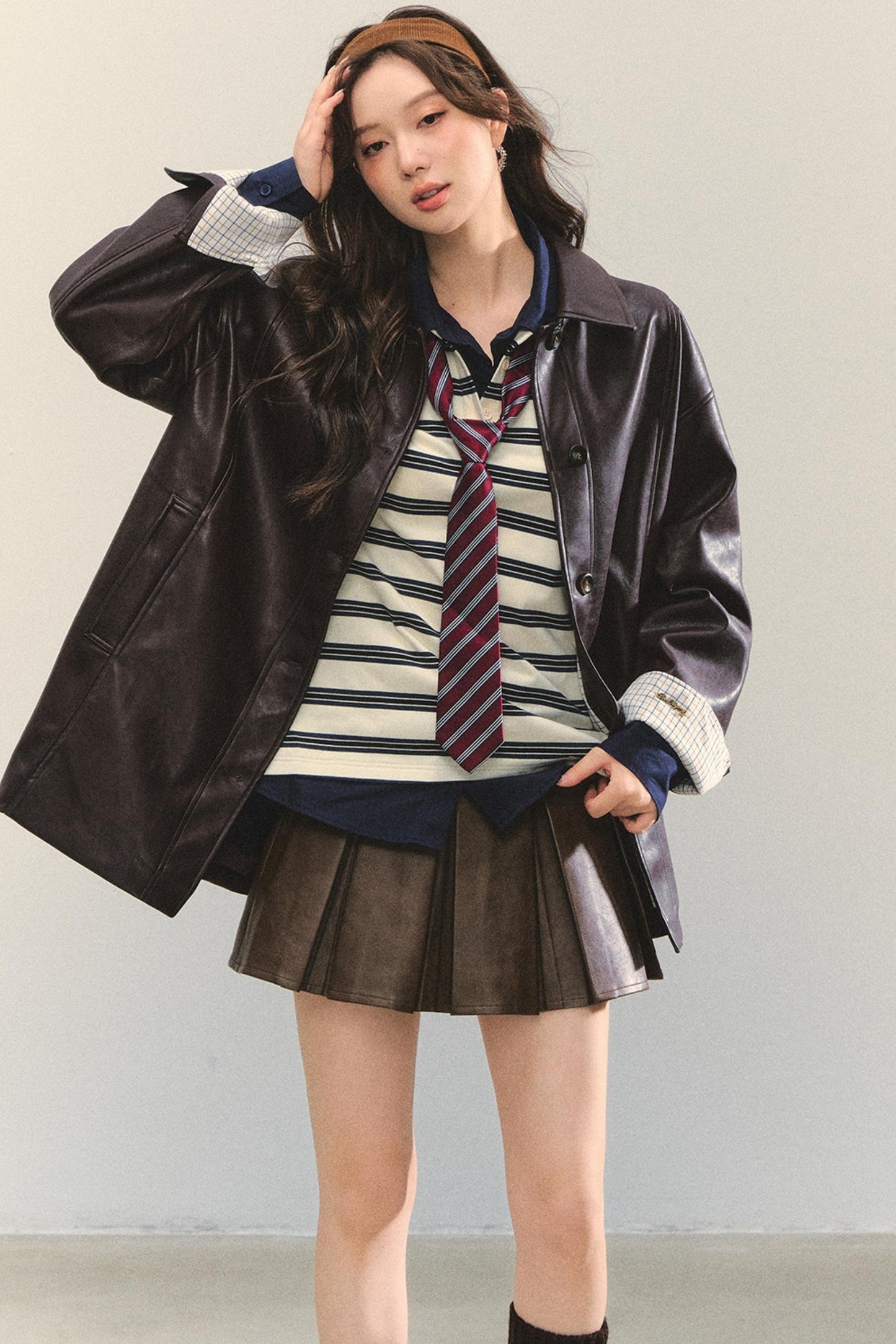 Motorcycle Plaid Leather Jacket