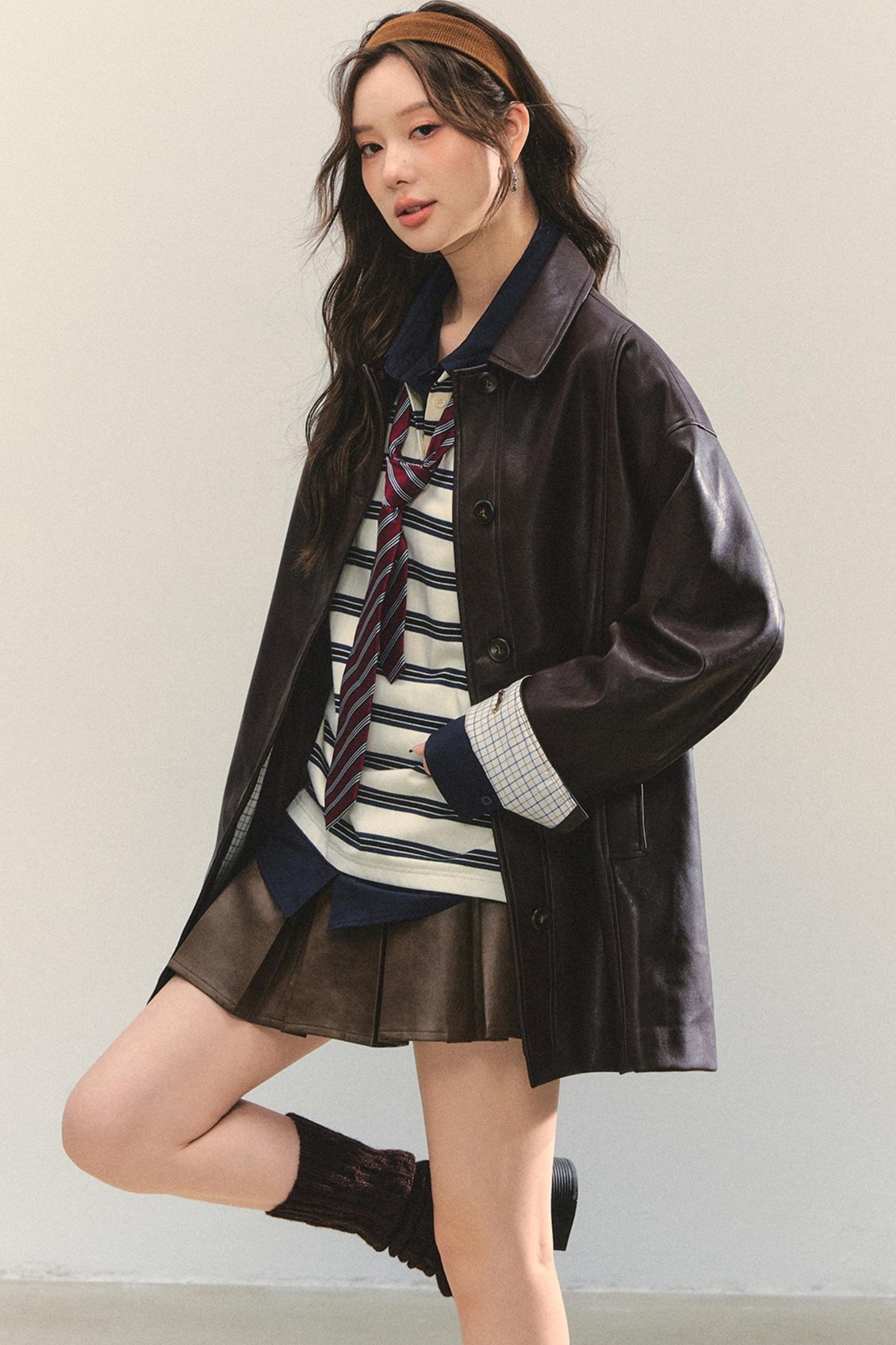 Motorcycle Plaid Leather Jacket