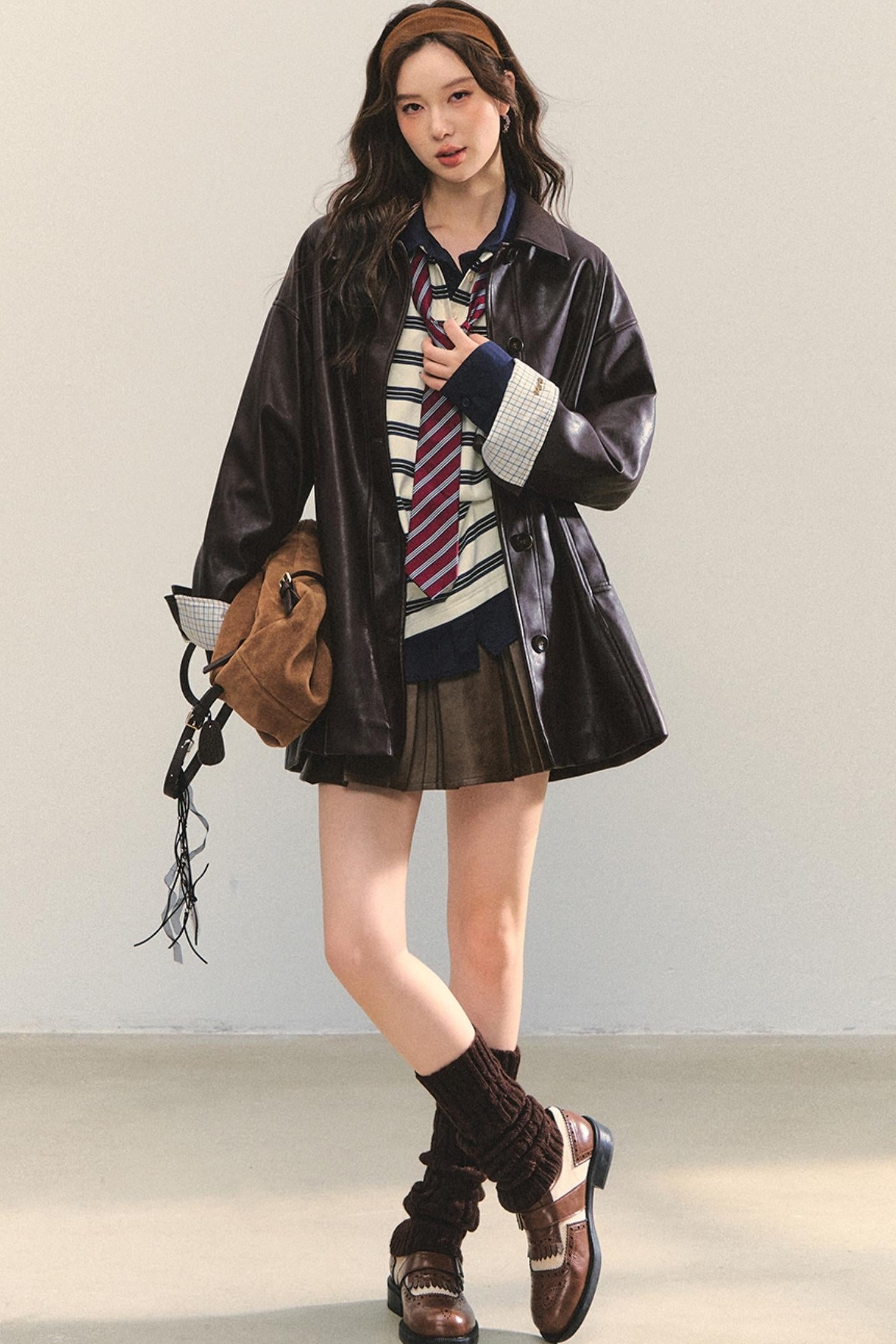 Motorcycle Plaid Leather Jacket