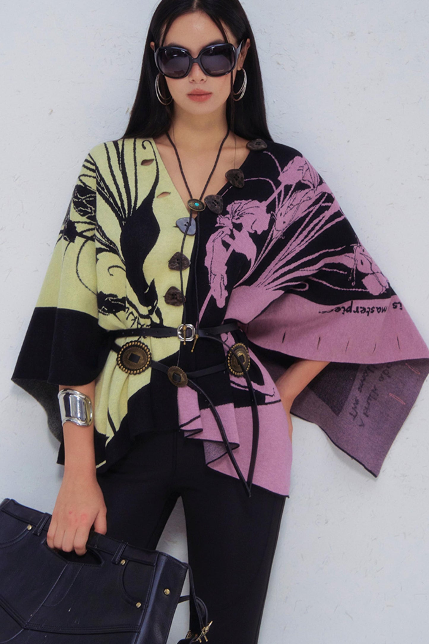 Purple Gold Hand-Painted Knitted Set-Up