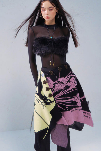 Purple Gold Hand-Painted Knitted Set-Up