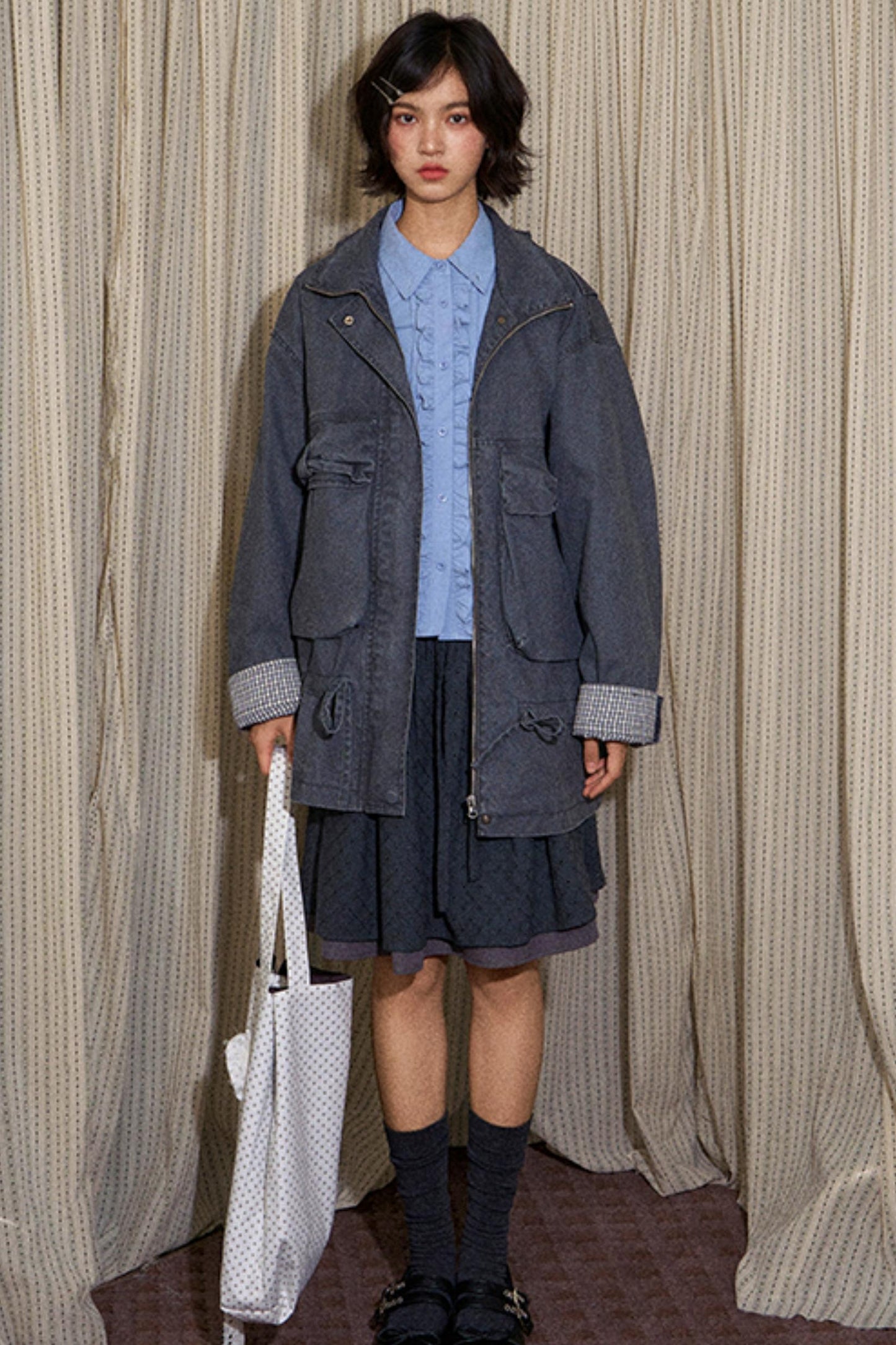 Vintage Lace-Up Plaid Puffy A-Line Skirt