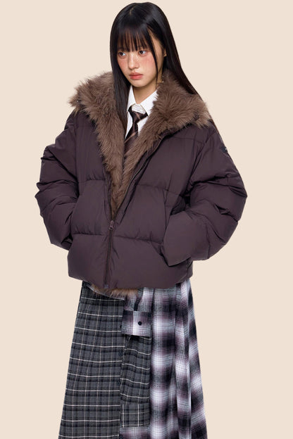 Retro Fur Collar Down Coat