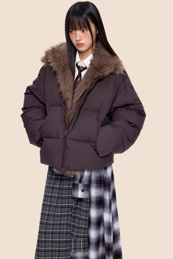 Retro Fur Collar Down Coat