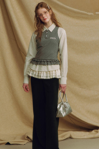 Chic Plaid Lace Layered Top