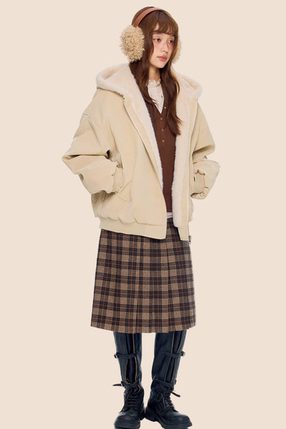 Mountain Carving Fur Collar Jacket